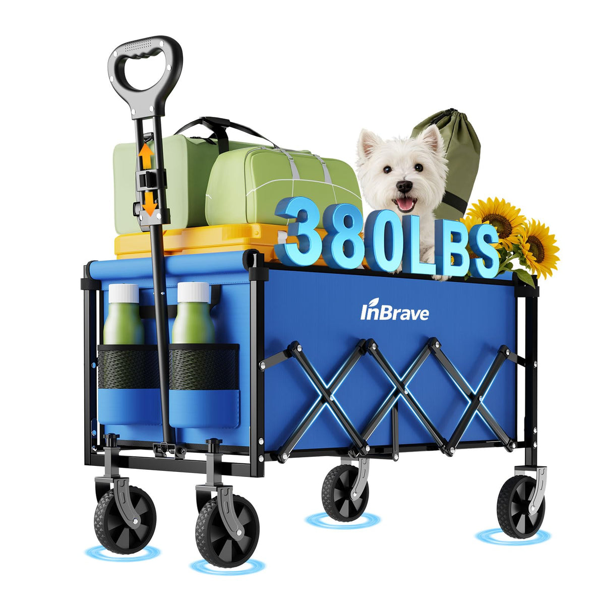 InBrave collapsible wagon with 120-litre capacity ideal for beach gear and camping supplies.