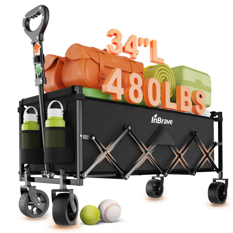 InBrave extra-long folding wagon folded compact for car trunk storage.