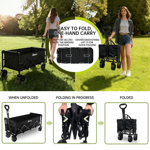InBrave wagon with 150L capacity hauls beach gear or groceries.