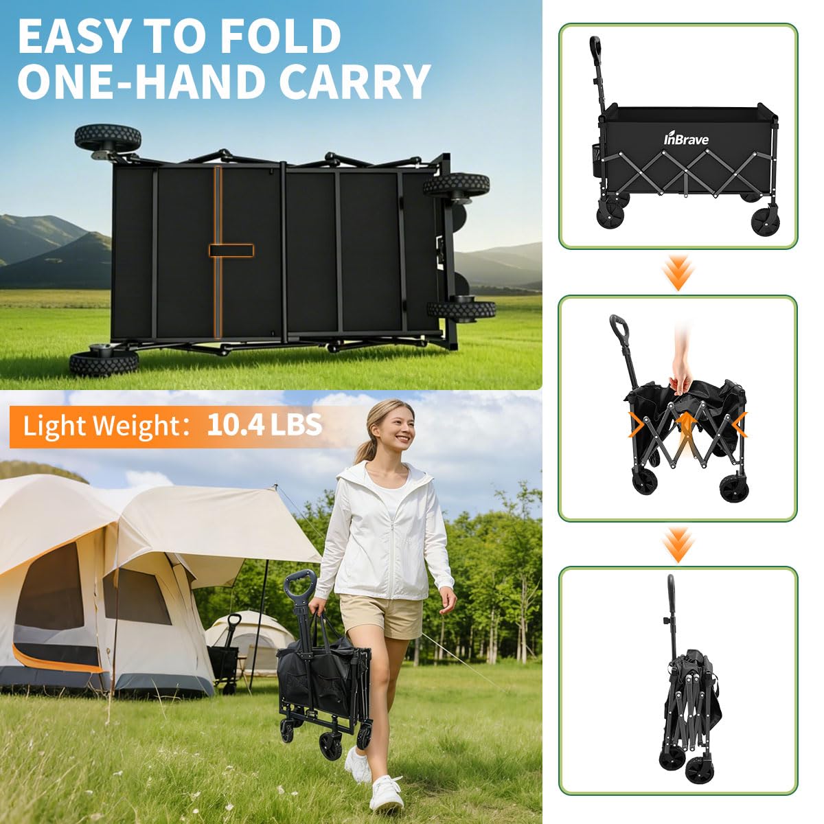 InBrave wagon compact storage demonstrates 80% volume reduction when folded.
