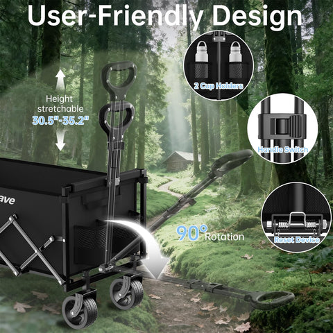 InBrave ergonomic handle adjusts height for comfortable towing.