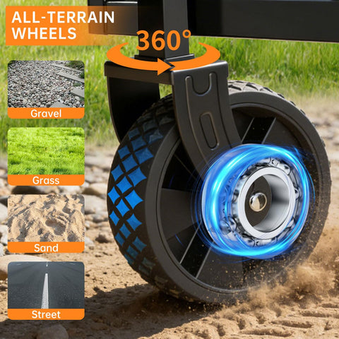 InBrave wagon front wheels 360-degree rotation for tight spots and versatile maneuvering.