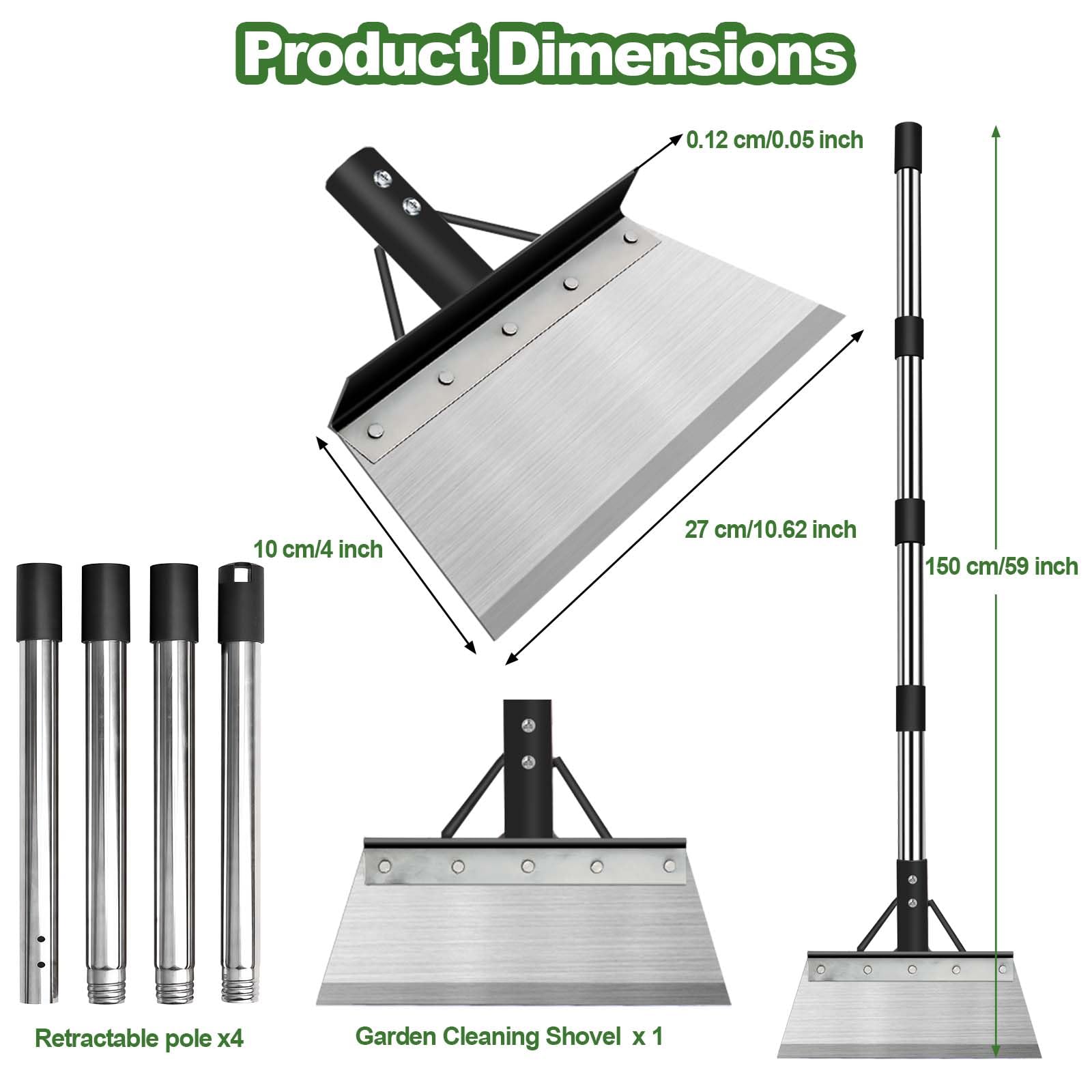 INCIKITI multifunctional garden shovel adjustable handle reaches tight spaces