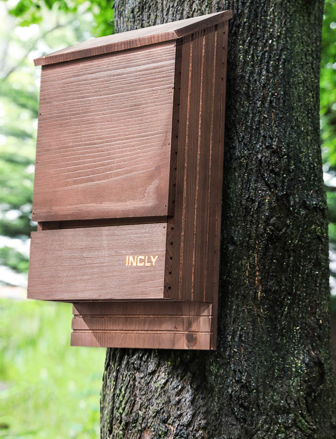 INCLY bat house interior grooved surface aids easy clinging and entry for bats