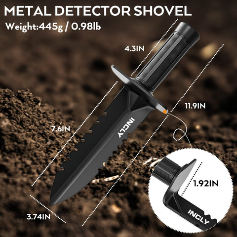 INCLY ergonomic handle emphasizing comfortable grip during long digging sessions