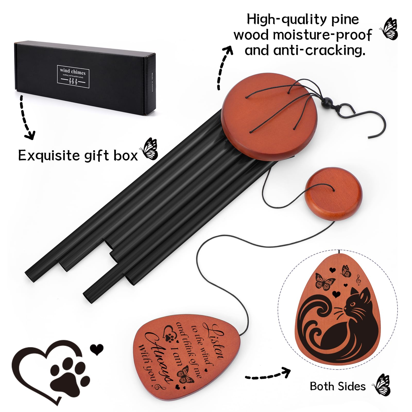 INCOK Cat Memorial Wind Chime stands up to weather for lasting remembrance