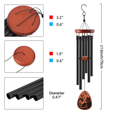 INCOK Cat Memorial Wind Chime wooden pendant adds warm tribute