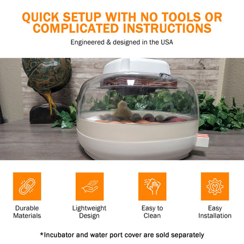 Incubator Warehouse 1.5-inch riser height enables more egg types to hatch.