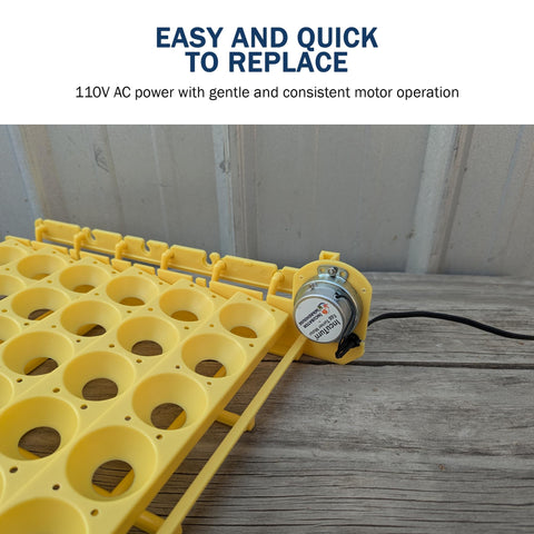 Incubator Warehouse compact-design turner motor for tight incubation spaces.