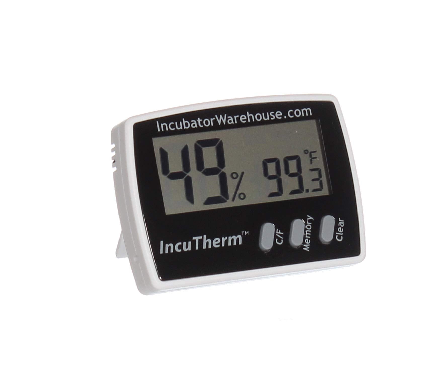 IncuTherm thermometer and hygrometer combo illustrating temperature and humidity tracking
