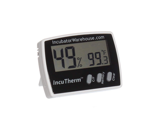 IncuTherm thermometer and hygrometer combo illustrating temperature and humidity tracking