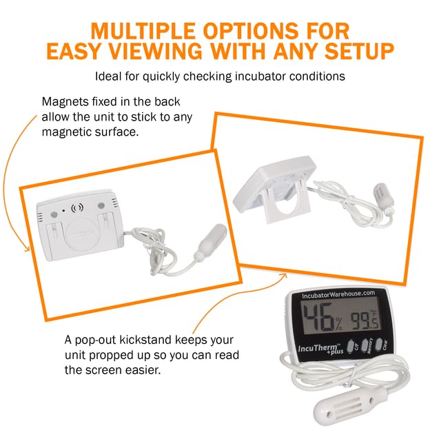 All-in-one IncuTherm Plus monitor combines temp and humidity for incubator checks.