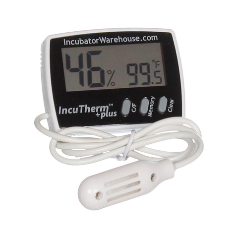 Incubator Warehouse IncuTherm Plus with remote probe inside incubator for precise monitoring.
