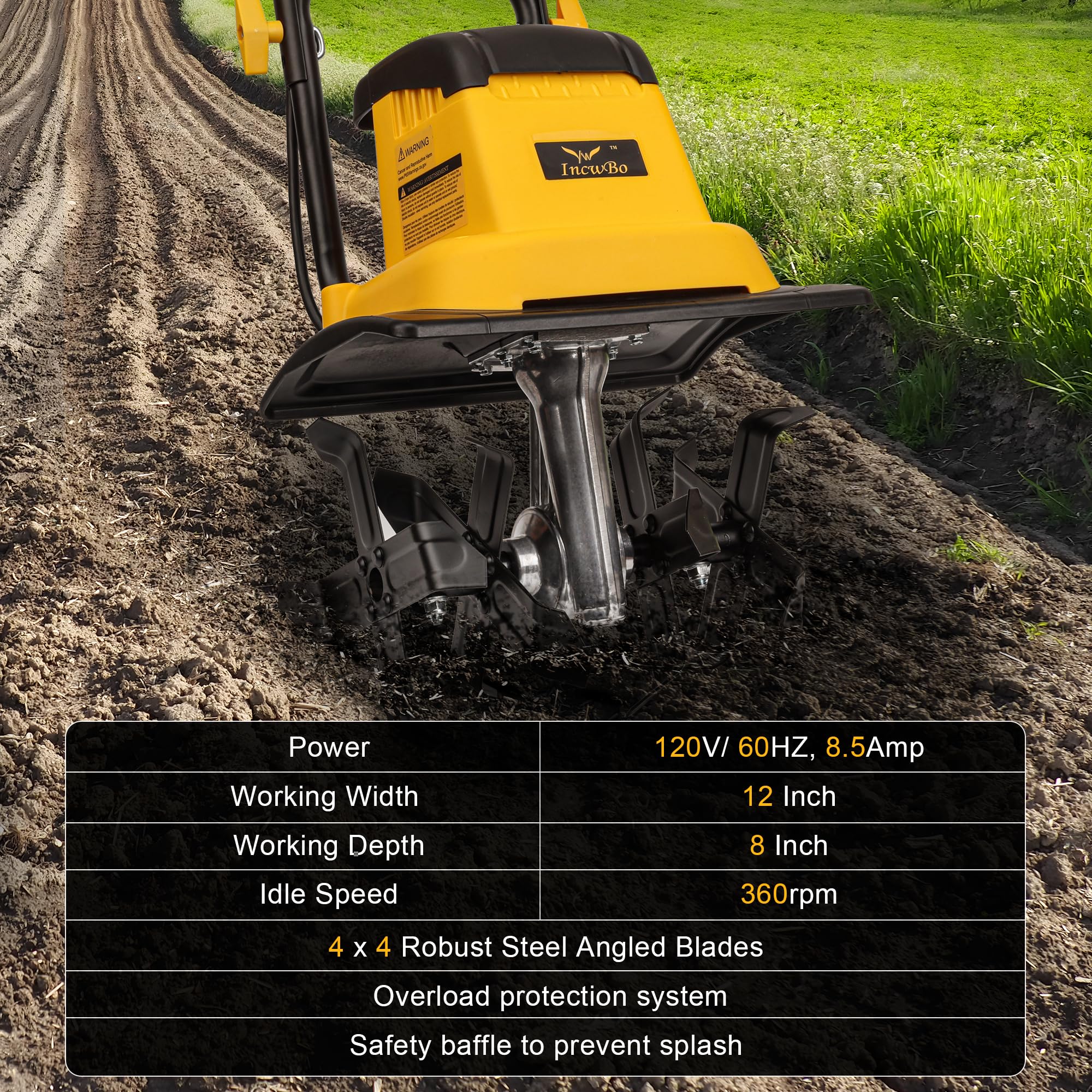 IncwBo rugged rototiller tackles roots and dense soil