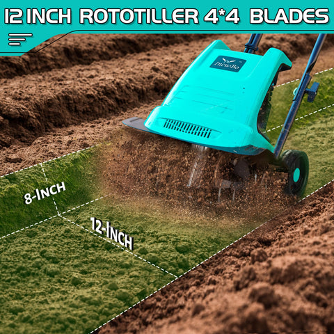 IncwBo four steel tines deliver durability for tough soil and weeds.
