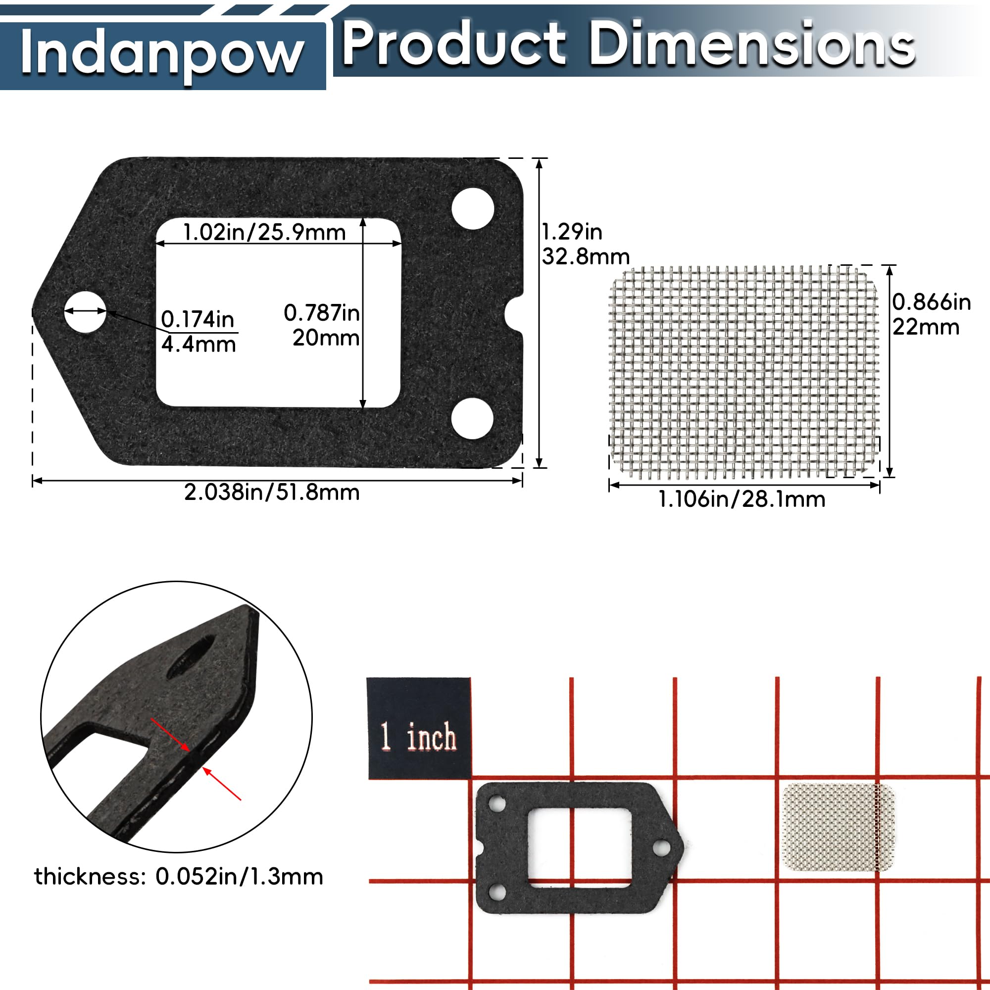 Indanpow muffler gasket set provides a secure muffler seal