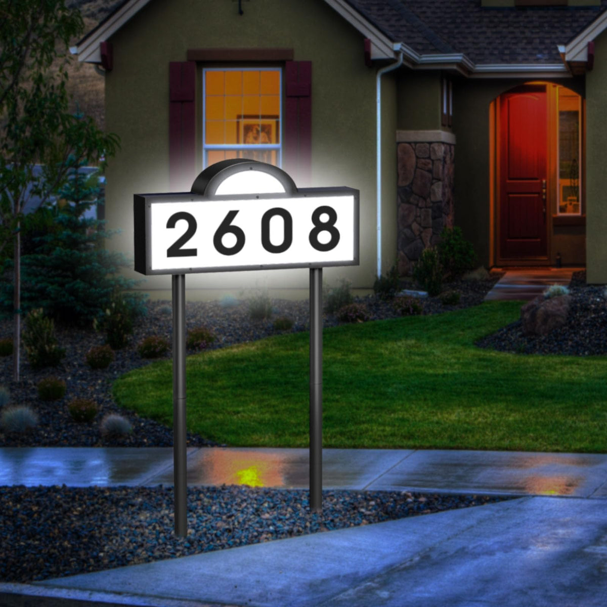 INDARUN solar address sign front view enhances nighttime visibility for deliveries and guests