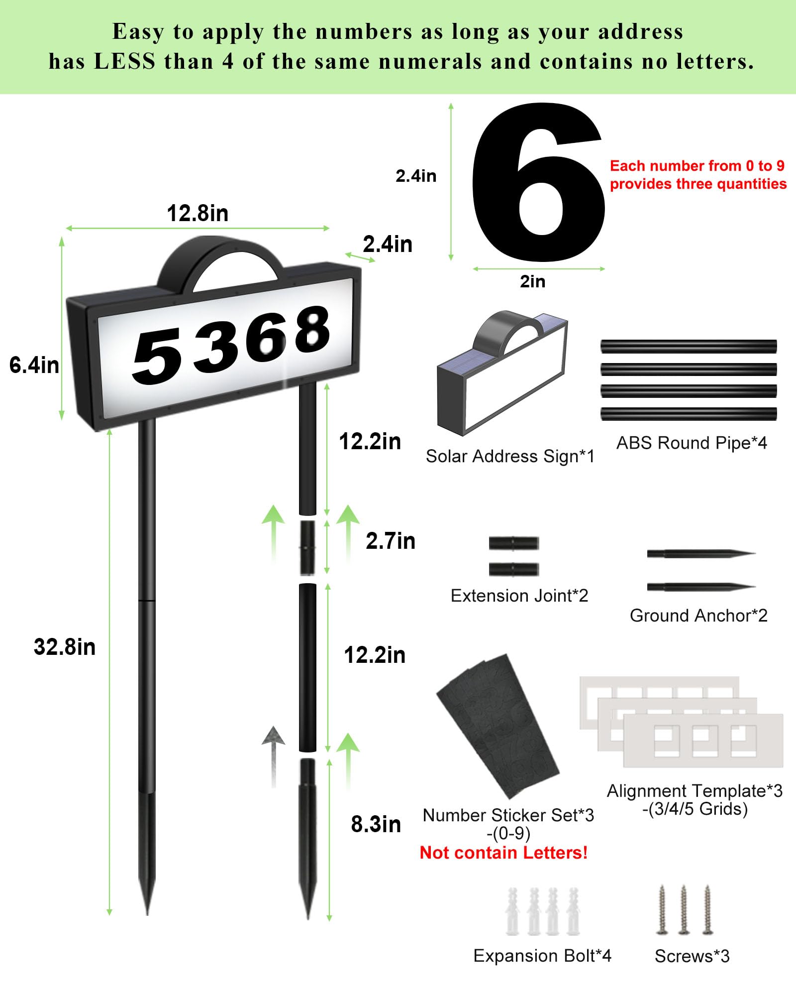 INDARUN solar address sign at night marks home clearly from street