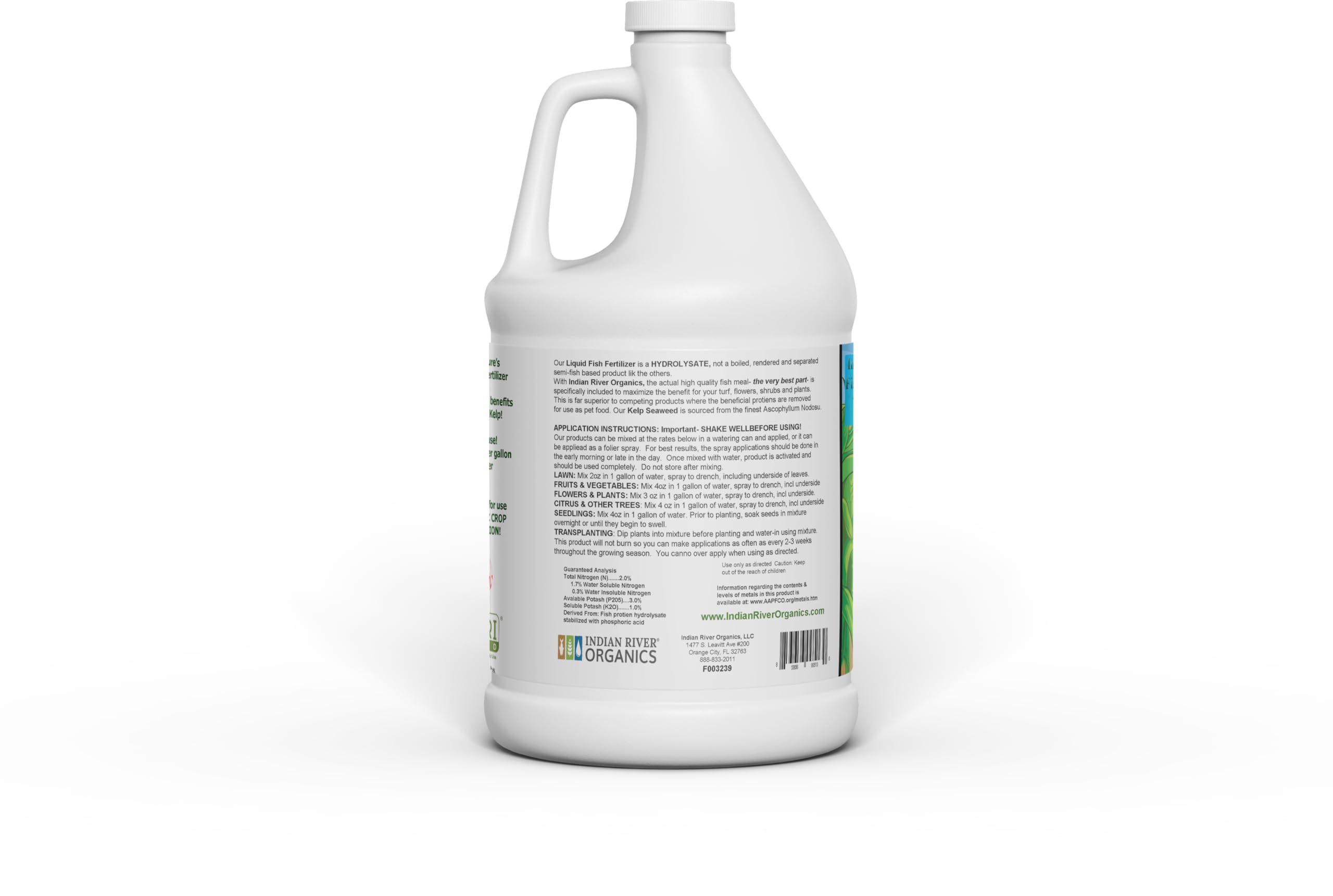 Drench application of Indian River Organics Fish Plus Kelp for vegetables and fruit.