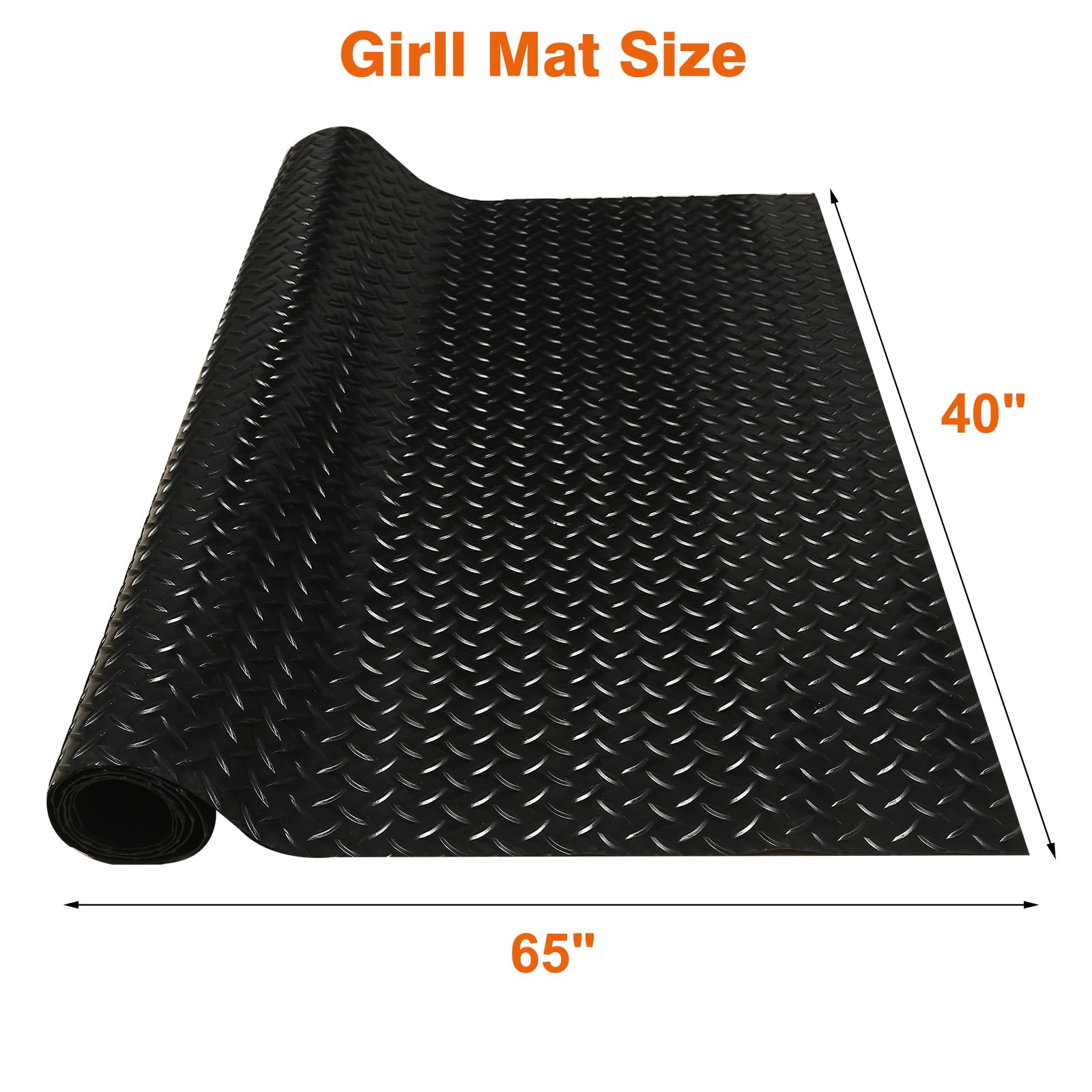 Indiedouker 65x40 under-grill-mat diamond-pattern close-up highlights durable non-slip grip.