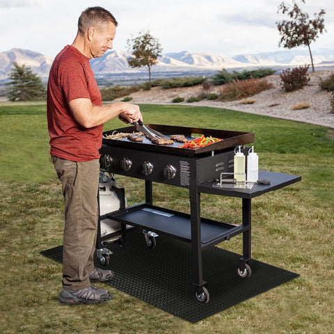 Indiedouker 65x40 under-grill-mat easy-clean storage setup after cooking.