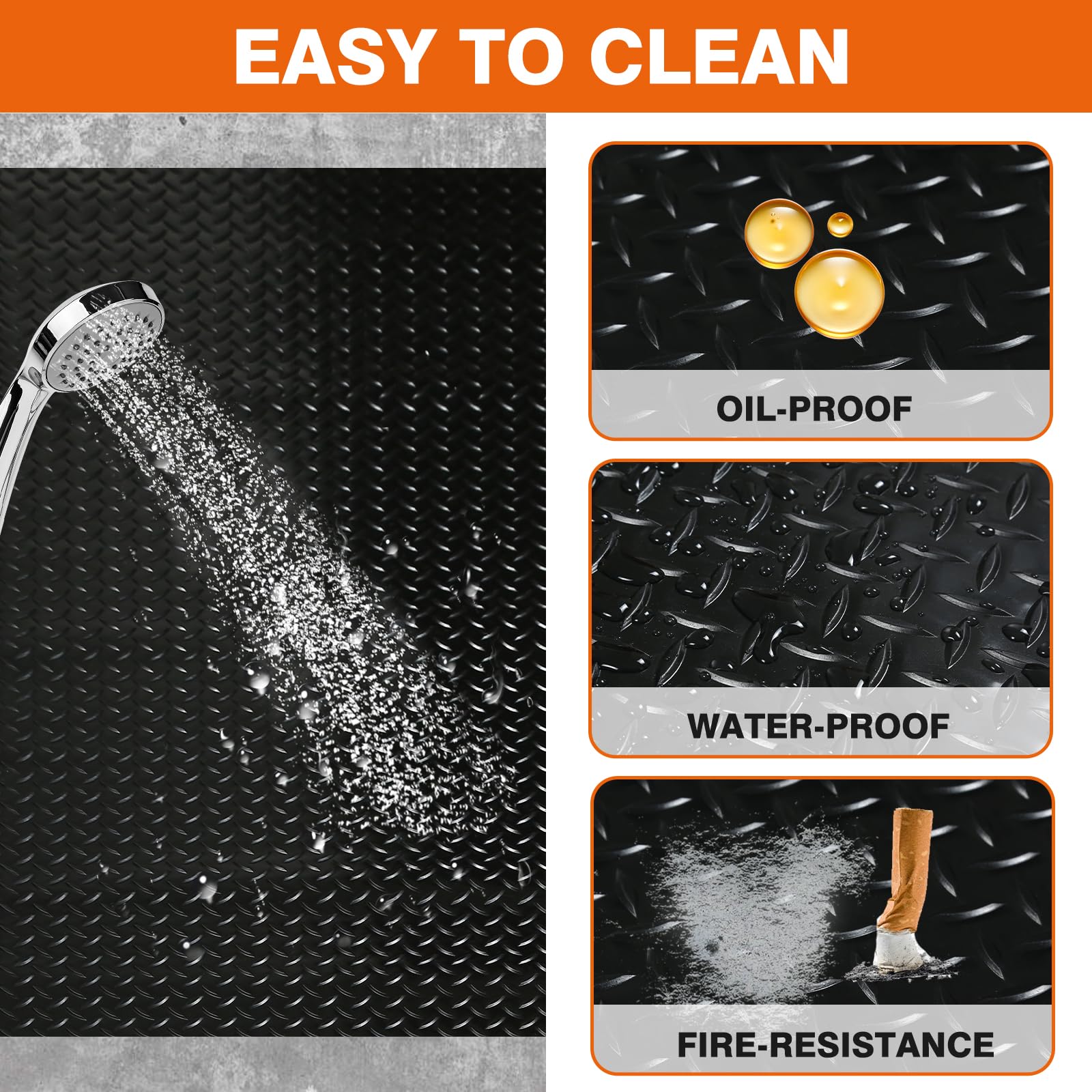 Indiedouker 65x40 under-grill-mat close-up shows heat protection for outdoor cooking.