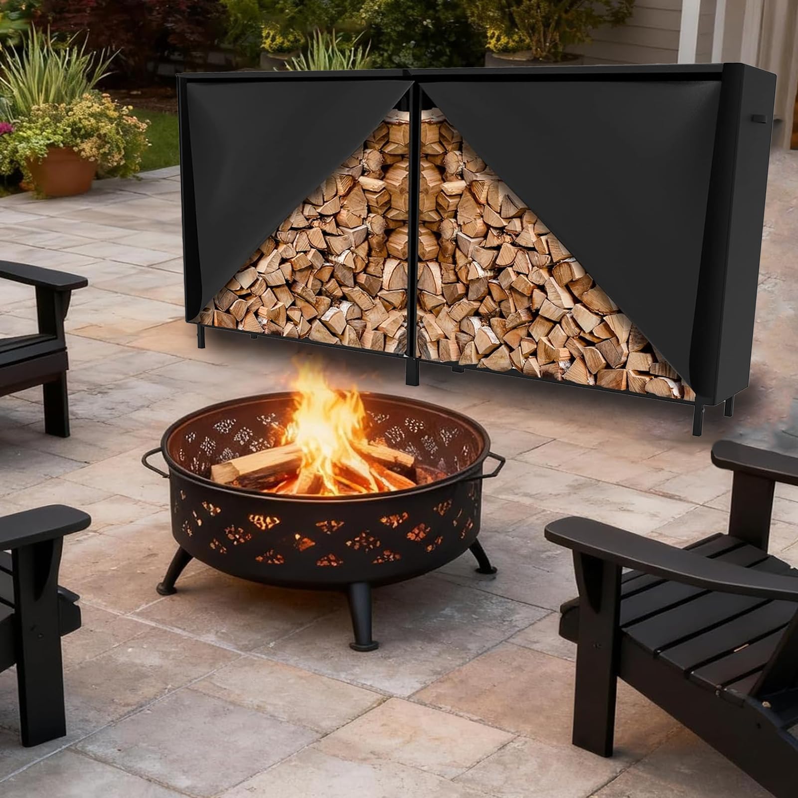 INEDRIMS Firewood Cover folds easily for compact storage after use.