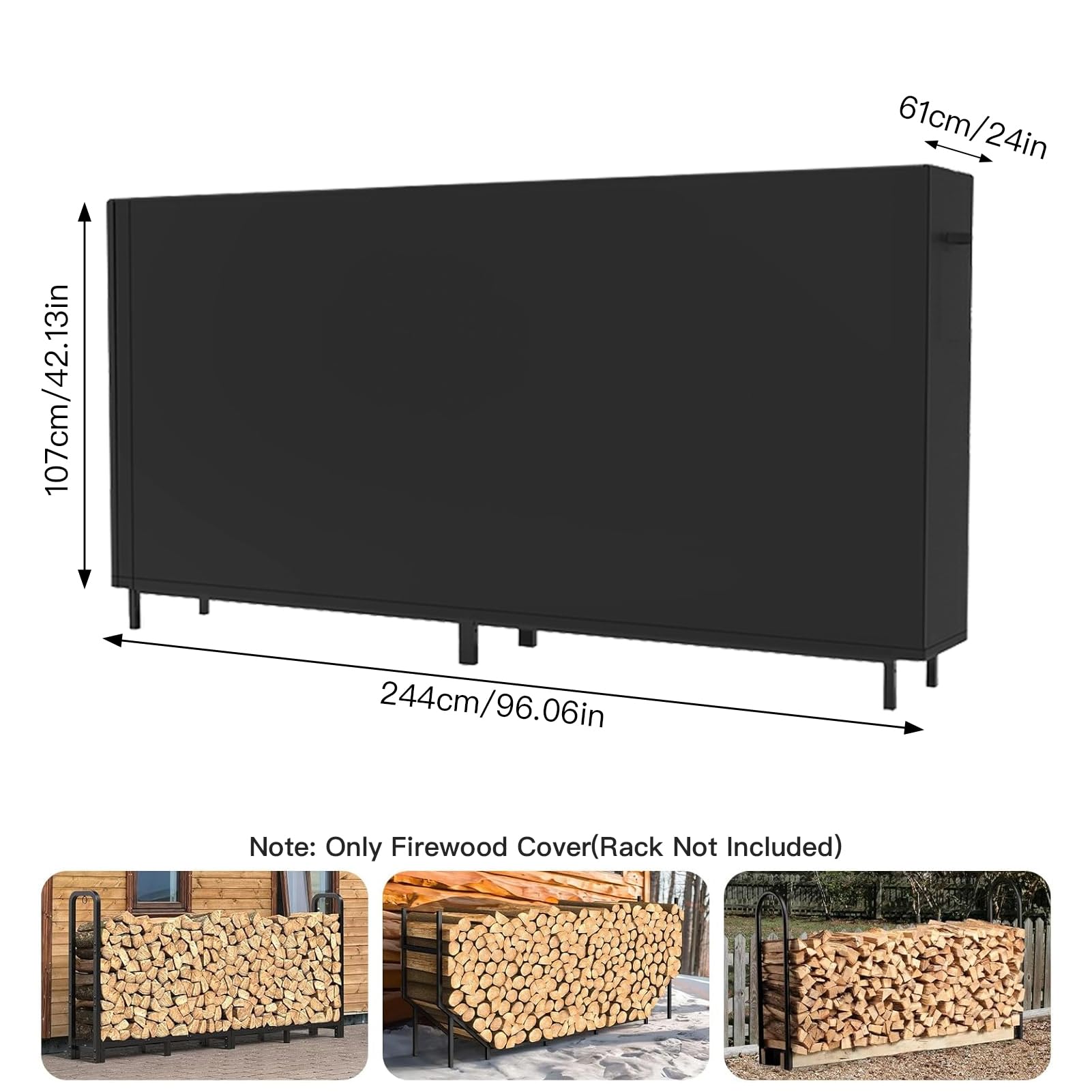 INEDRIMS firewood rack cover with adhesive closing strips stays secure and weather-tight.