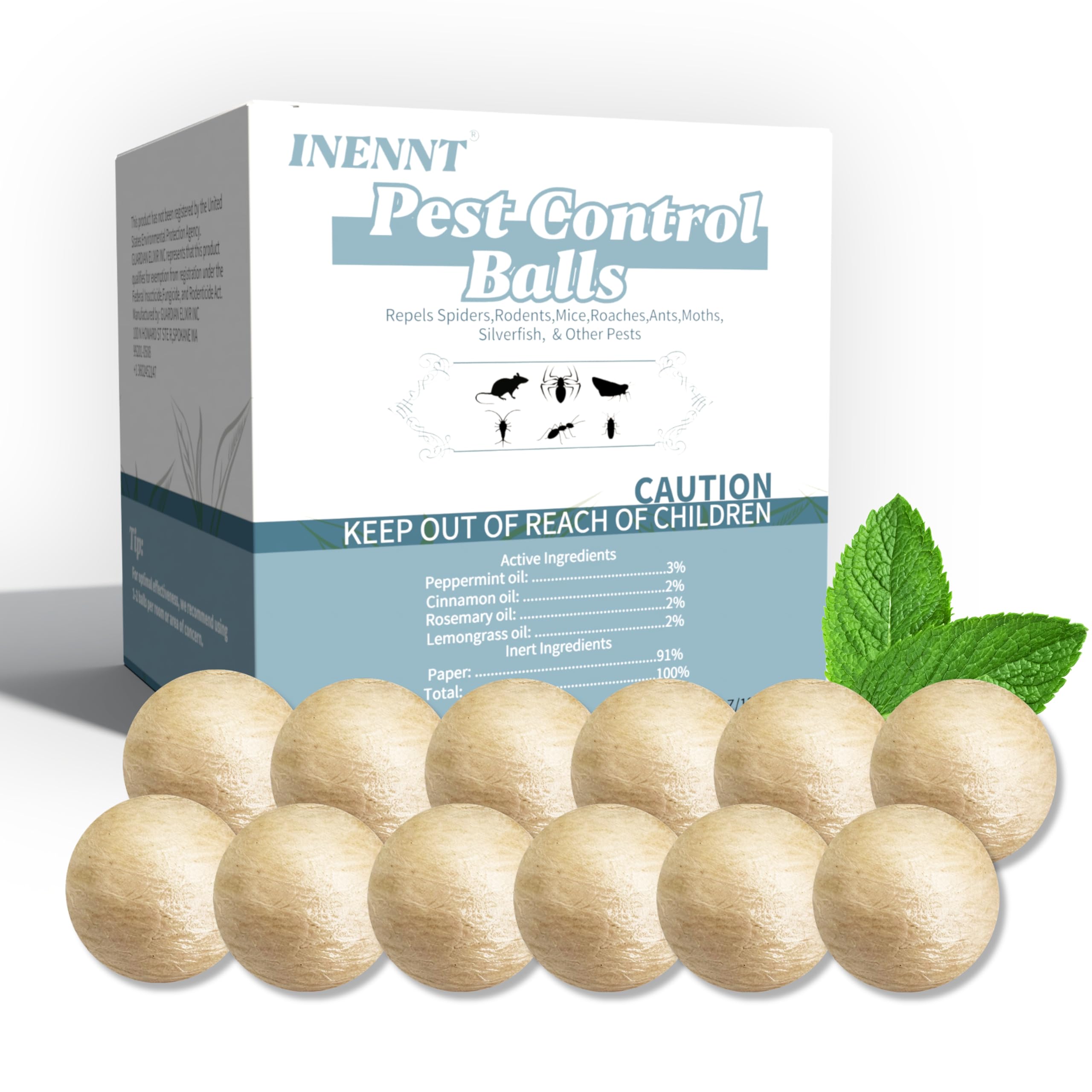 INENNT silverfish ball 360-diffusion delivers steady peppermint scent deterring pests.
