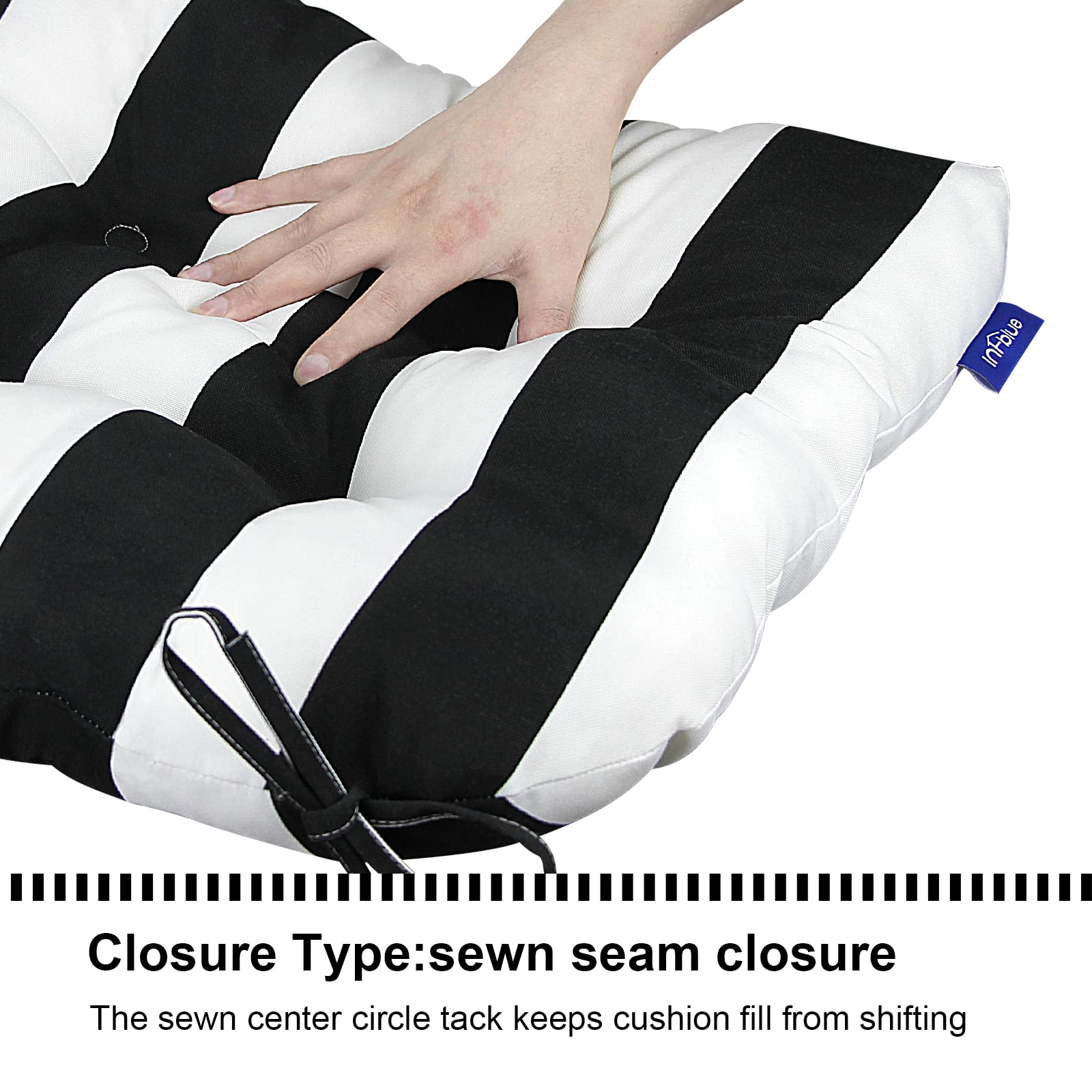 INFBLUE Overstuffed 3D cushion delivers plush support for long seating.