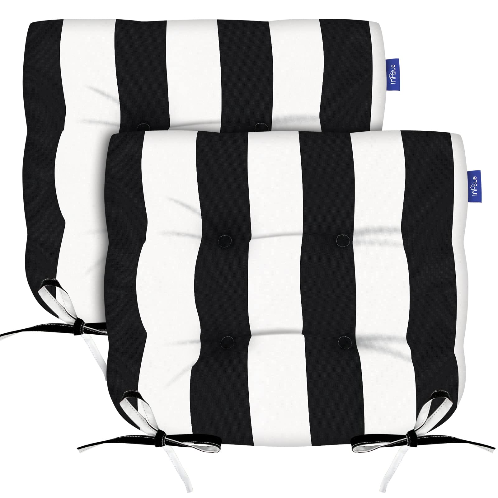 INFBLUE Patio cushions in water-resistant fabric resist splashes while remaining breathable.