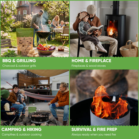 Inflame fire starters for indoor and outdoor use, versatile flames.