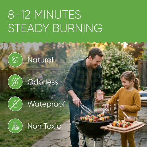 Inflame fire starters under logs, fast ignition for cozy indoor fires.