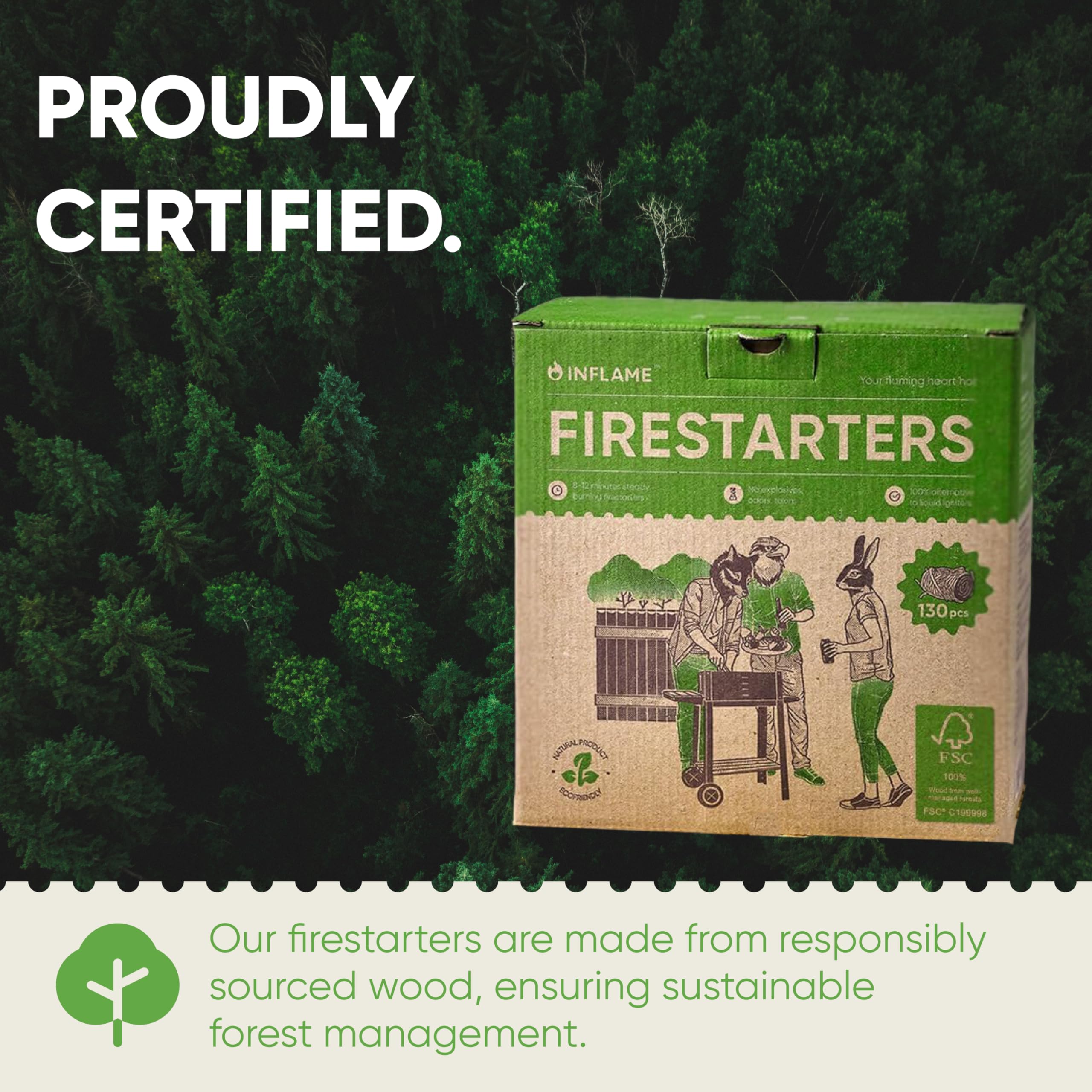 Weatherproof Inflame pack ready for campfire in variable conditions