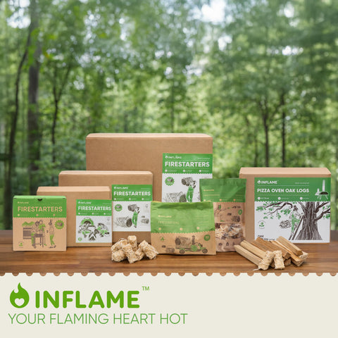 Inflame fire starters for outdoor barbecue setup enable convenient warmth.