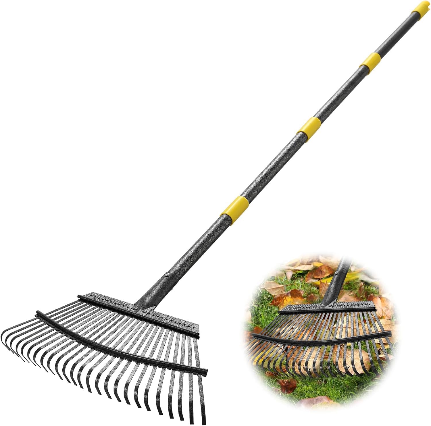 INFLATION Heavy Duty Garden Rake 65-inch length for comfortable reach in yards.