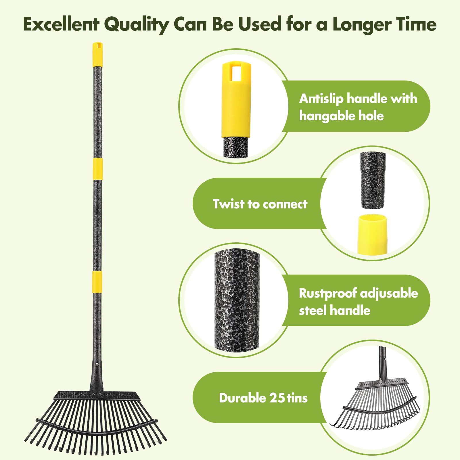 INFLATION Heavy Duty Garden Rake features metal construction for durability in tough yard tasks.