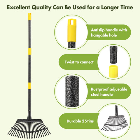 INFLATION Heavy Duty Garden Rake features metal construction for durability in tough yard tasks.