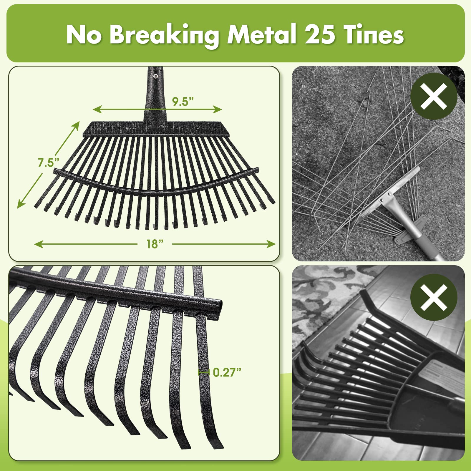 INFLATION Heavy Duty Garden Rake excels in multi-area cleaning like roofs and crevices.
