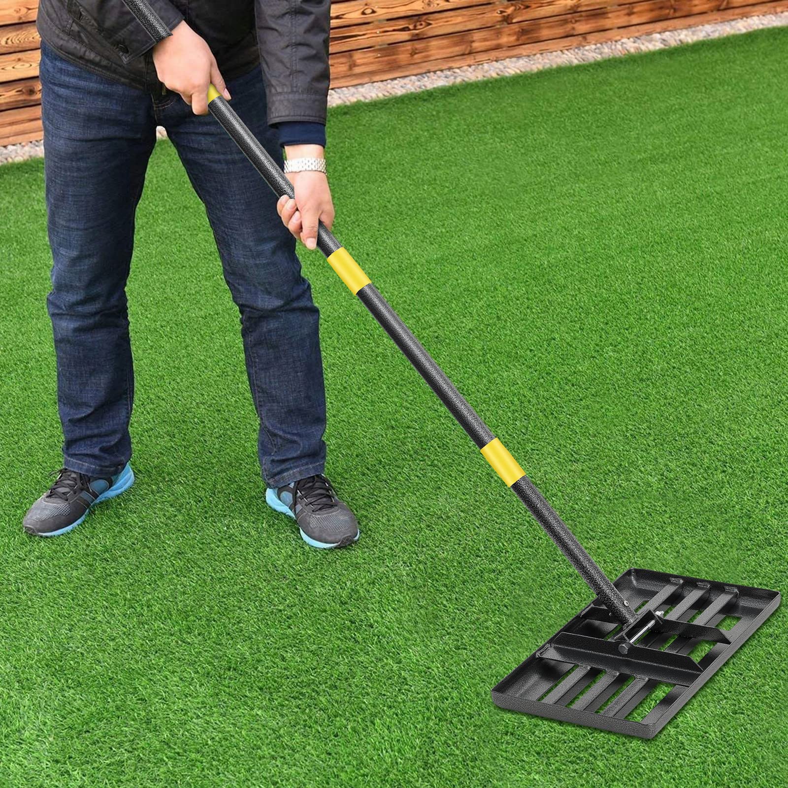 Inflation outdoor lawn use tool for leveling uneven ground