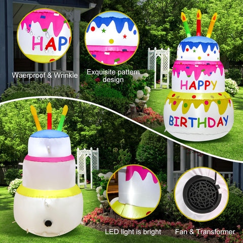 InfleasJoiy bright color inflatable cake design boosts party ambiance