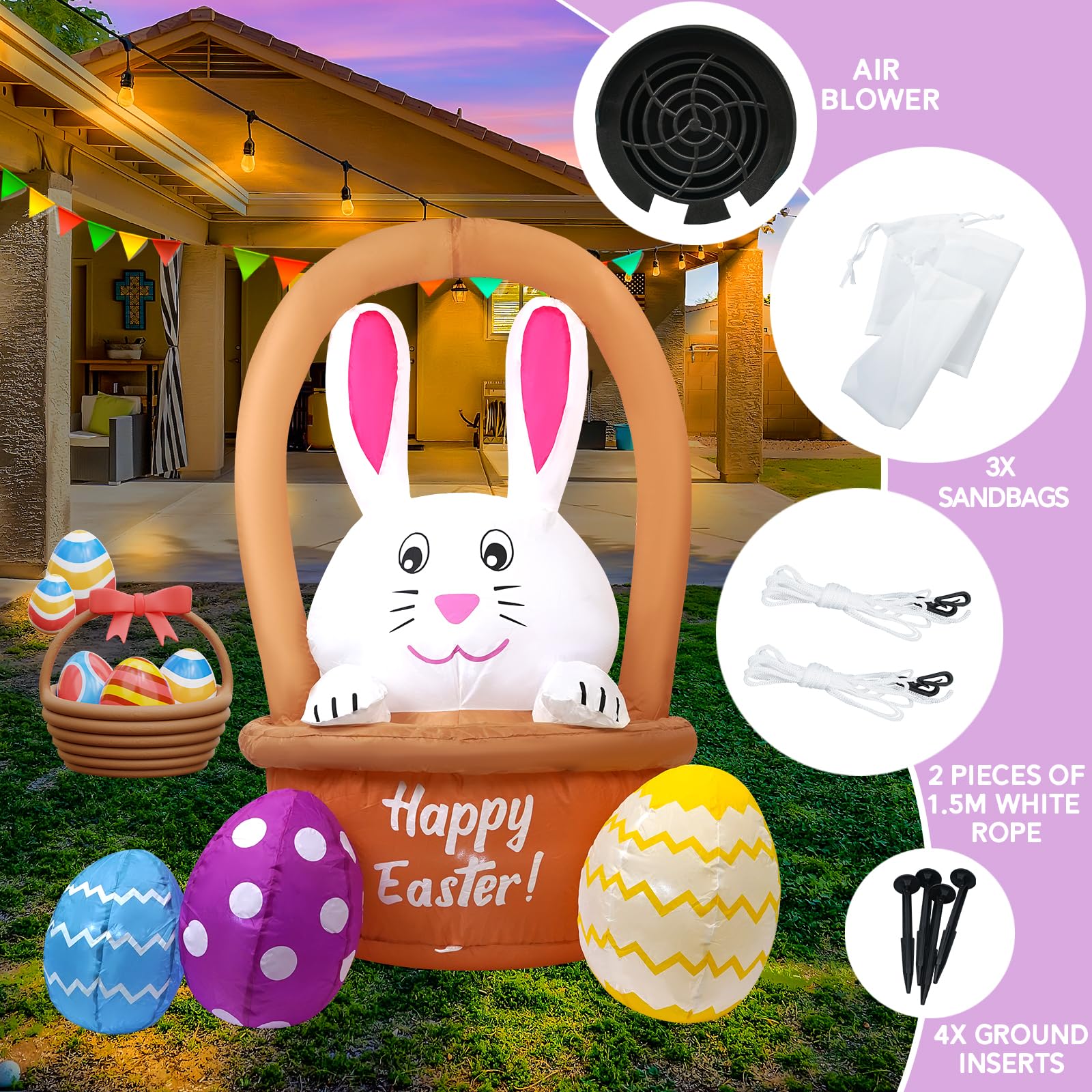 InfleasJoiy Easter display suitable for gardens, lawns, and yards.