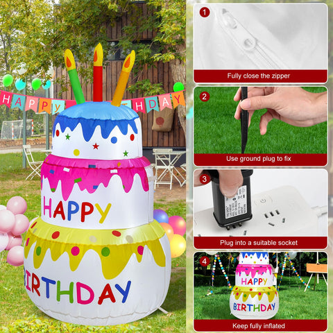 InfleasJoiy quick setup of inflatable cake for fast party décor