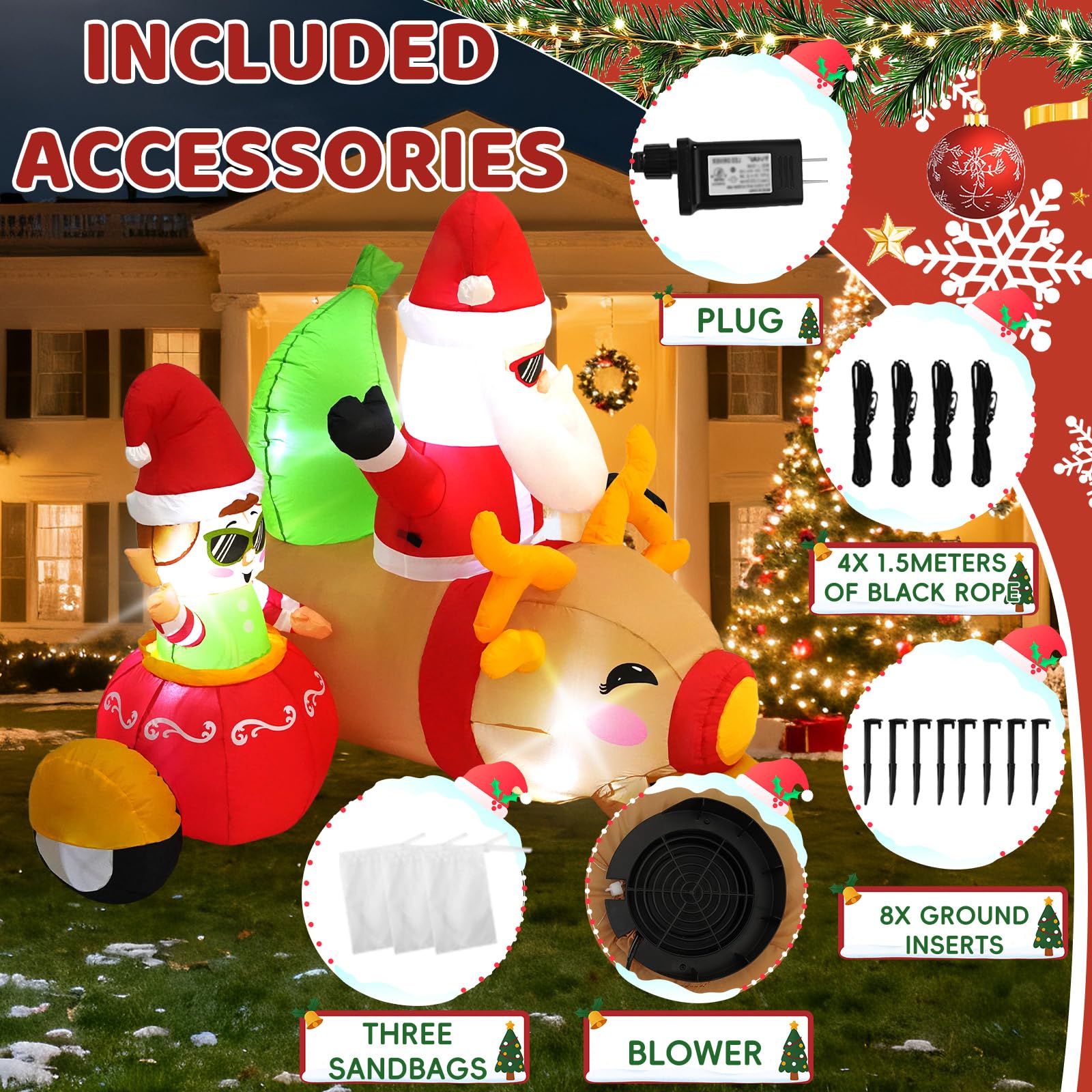 InfleasJoiy fast-inflation fan ensures quick setup for holiday decorations.