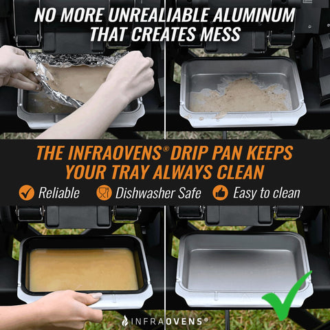 Infraovens drip pan liner on OG751 keeps grease contained during grilling.