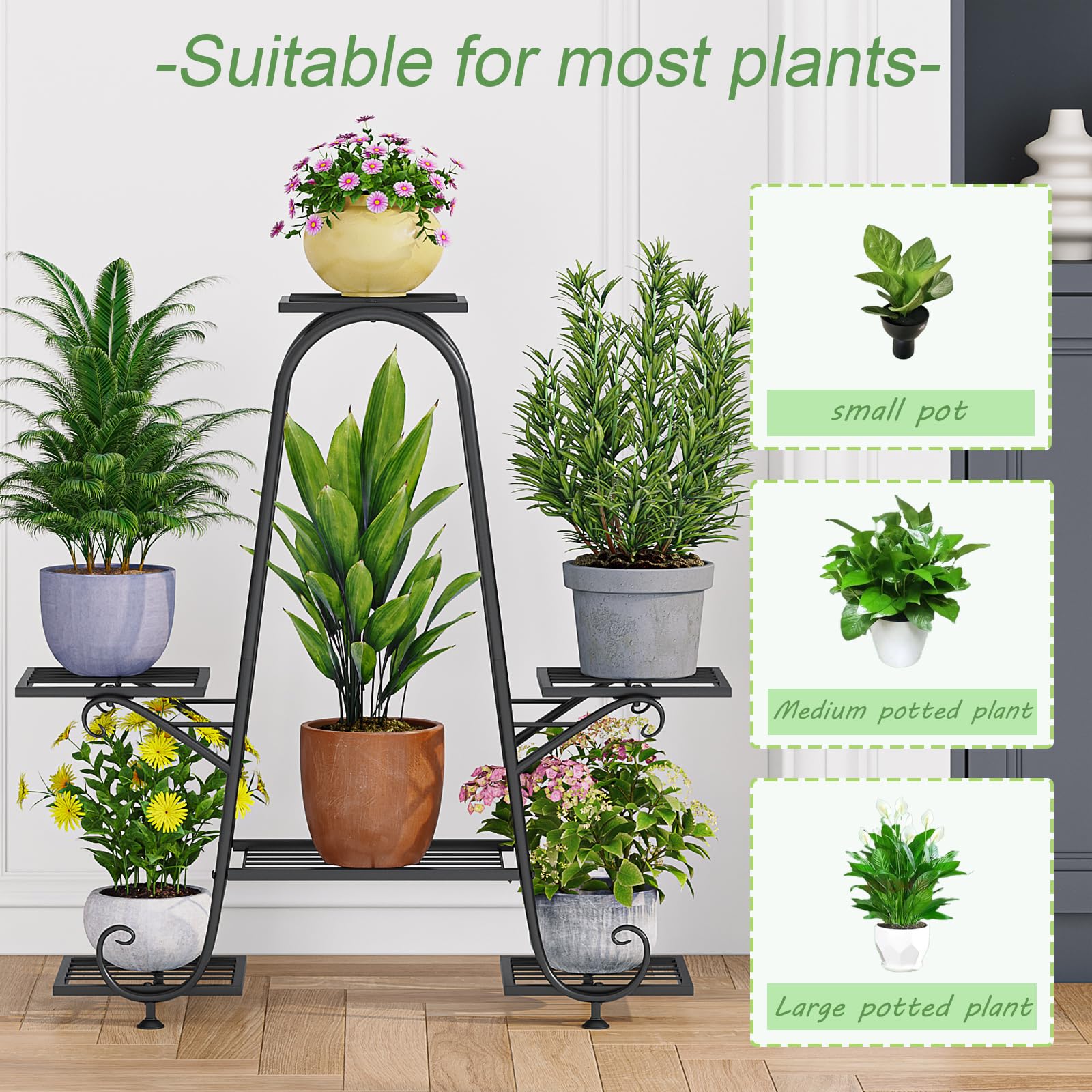 INGIORDAR plant stand 6-pot foot pad closeup shows adjustable feet for stability