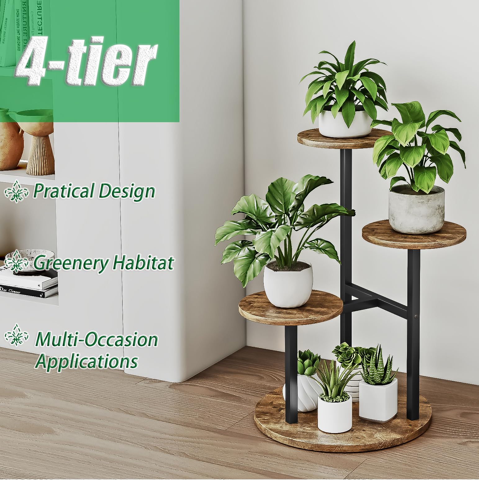 INGIORDAR plant stand bottom with anti-slip EVA feet for stability