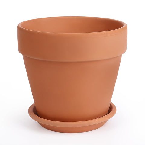 INGOFIN 12-inch terracotta pot with saucer for stylish indoor or outdoor planting