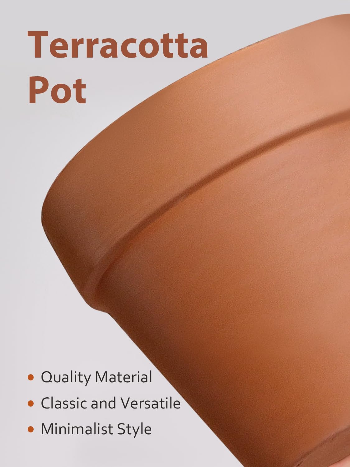 Side view of INGOFIN terracotta pot showcases classic material and breathable design.