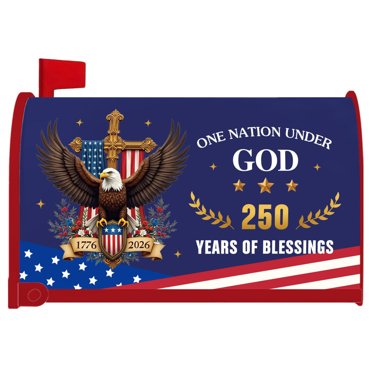 InIsaJace 250th anniversary mailbox cover with eagle and flag for outdoor display.